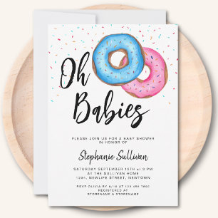 Doughnut Twins Baby Shower Invitation