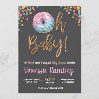 Doughnut Twins Neutral baby Shower Invitation