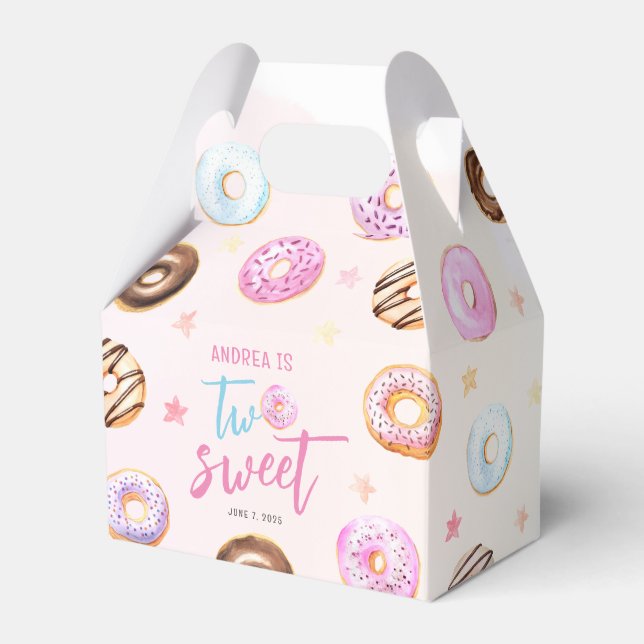 Doughnut Two Sweet Girl 2nd Birthday Favor Box (Front Side)
