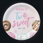 Doughnut Two Sweet Girl 2nd Birthday Paper Plate<br><div class="desc">A cute and girly 2nd birthday paper plates designed with watercolor doughnuts.</div>