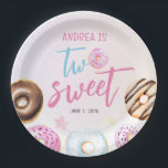 Doughnut Two Sweet Girl 2nd Birthday Paper Plate<br><div class="desc">A cute and girly 2nd birthday paper plates designed with watercolor doughnuts.</div>