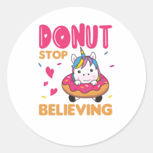 Doughnut Unicorn Pun Colourful Unicorns Doughnuts Classic Round Sticker