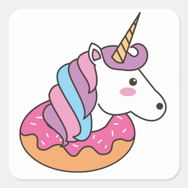Doughnut unicorn square sticker (Front)