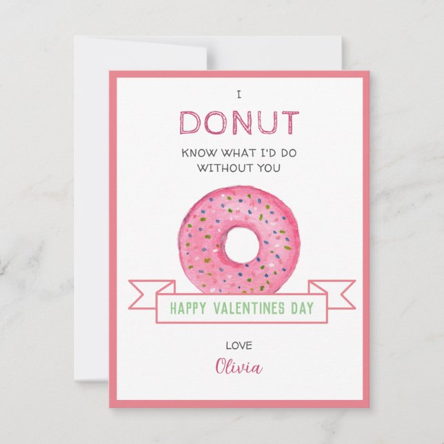 Doughnut Valentines day Mini flat  Note Card (Front)