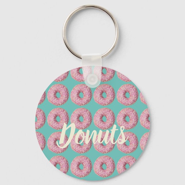 Doughnut Vegan Pattern for Vegetarian Sweet Tooth Keychain (Front)