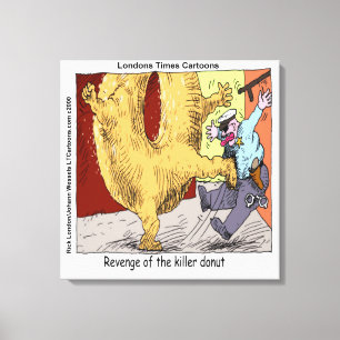 Doughnut Vs Police Funny Cartoon Canvas Print