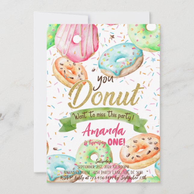 Doughnut Want To Miss Doughnut Birthday Invitation (Front)
