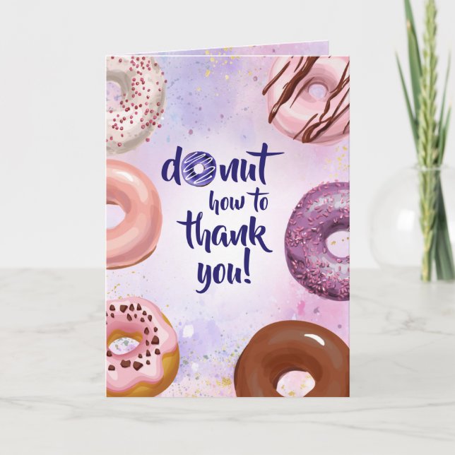 Doughnut Watercolor Thank You Card (Front)