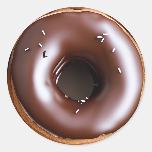 Doughnut with Chocolate Frosting and White Sprinkl Classic Round Sticker (Front)