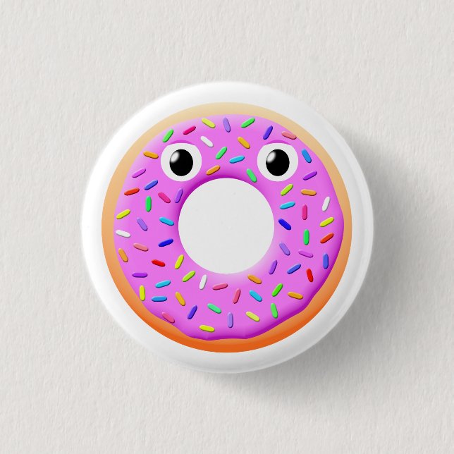 Doughnut With Eyes And Sprinkles Drawing 1 Inch Round Button (Front)