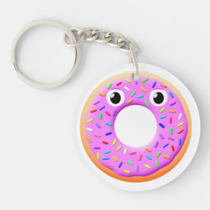 Doughnut With Eyes And Sprinkles Drawing Keychain