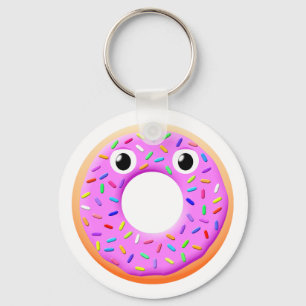 Doughnut With Eyes And Sprinkles Drawing Keychain