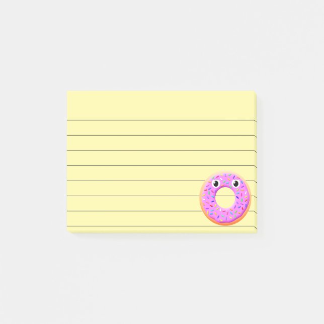 Doughnut With Eyes And Sprinkles Drawing Lined 4x3 Post-it Notes (Front)