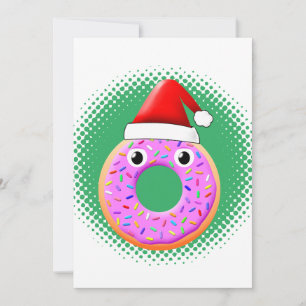 Doughnut With Eyes And Sprinkles Santas Hat Drawin Holiday Card