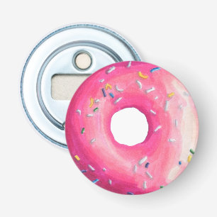 Doughnut With Pink Frosting And Sprinkles Bottle Opener
