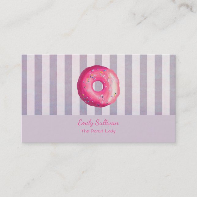 Doughnut With Pink Frosting And Sprinkles Business Card (Front)