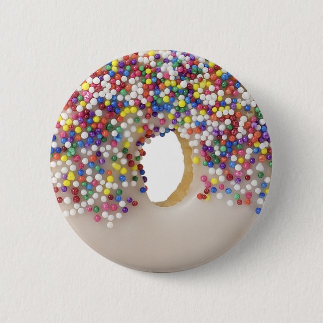 doughnut with sprinkles 2 inch round button (Front)
