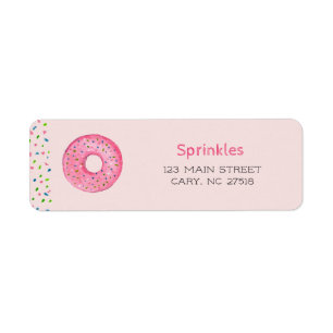 Doughnut with sprinkles pink return address label