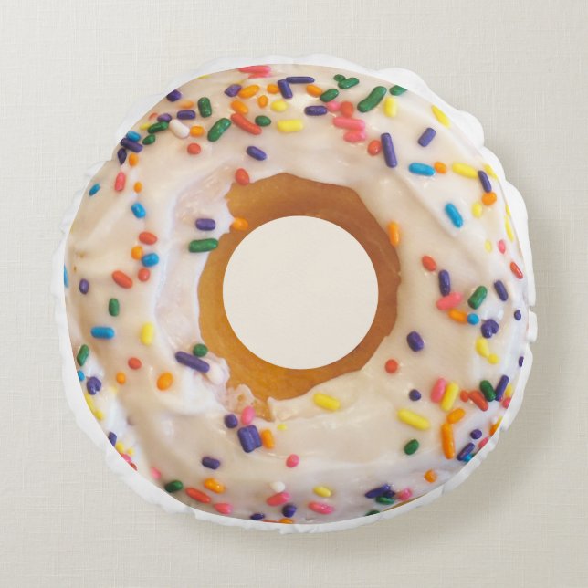 Doughnut With Sprinkles Round Pillow (Front)