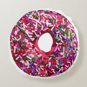 Doughnut With Sprinkles Round Pillow