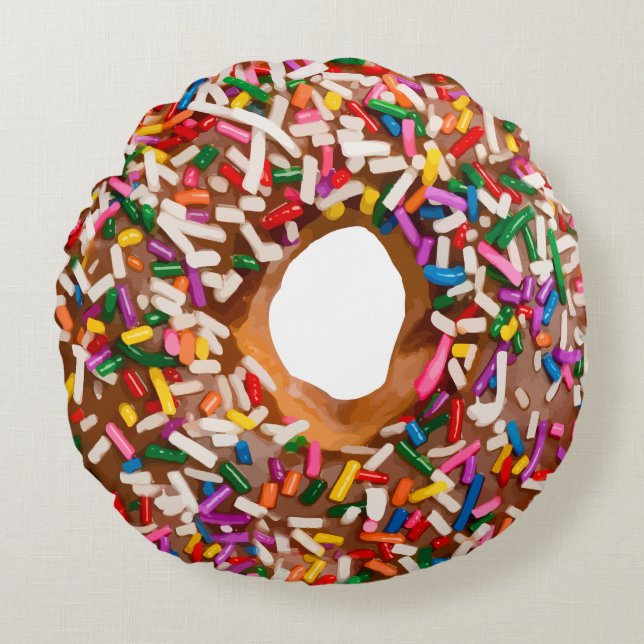 Doughnut With Sprinkles Round Pillow (Front)