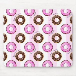 Doughnut Worry Be Happy Fun Food Humour Doughnuts Mouse Pad
