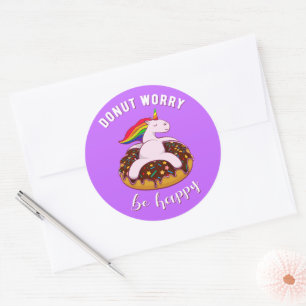 Doughnut Worry Be Happy I Classic Round Sticker