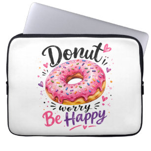 Doughnut Worry Be Happy Laptop Sleeve