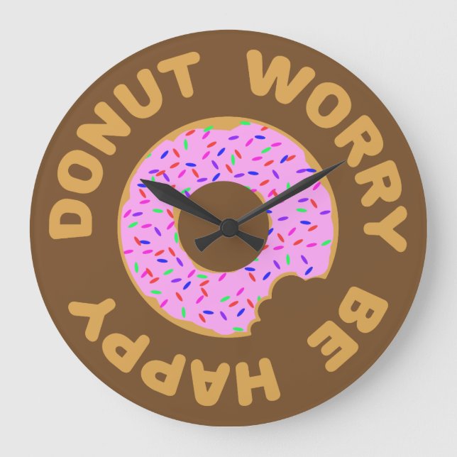 Doughnut Worry Be Happy Large Clock (Front)