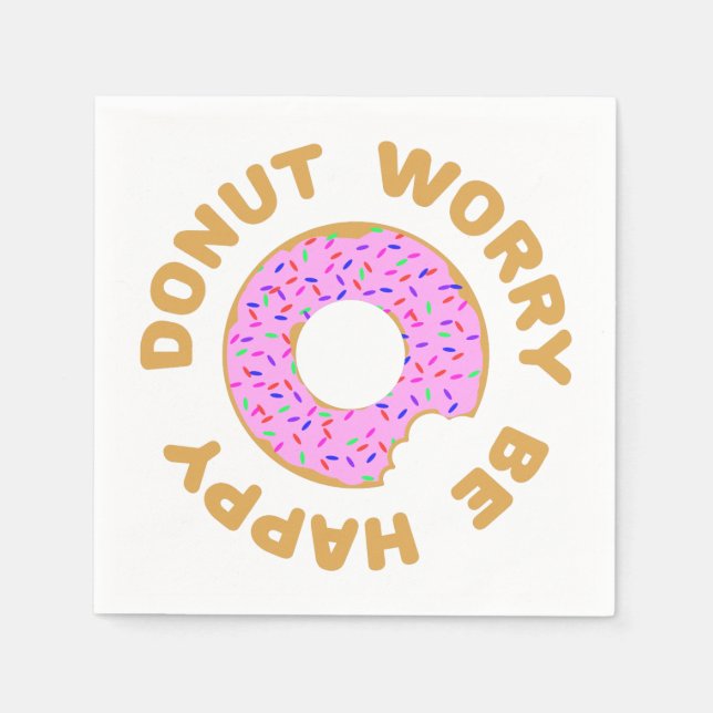 Doughnut Worry Be Happy Napkin (Front)