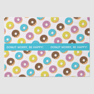 doughnut worry be happy pastel-colour with sprinkl tissue paper