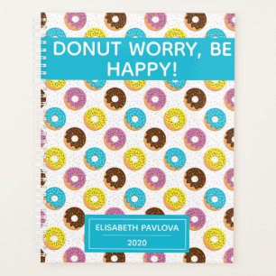Doughnut worry be happy with pink sprinkles planner