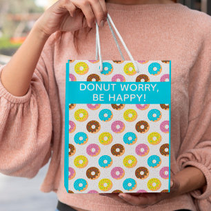 doughnut worry be happy with sprinkles medium gift bag