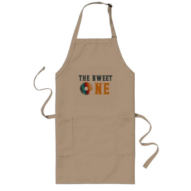 Doughnut Worry Beige Apron Retro Rainbow (Front)