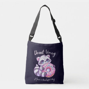 Doughnut Worry Cute Kawaii Raccoon  Crossbody Bag