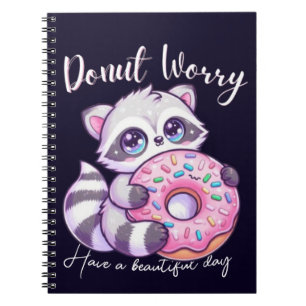 Doughnut Worry Cute Kawaii Raccoon Notebook