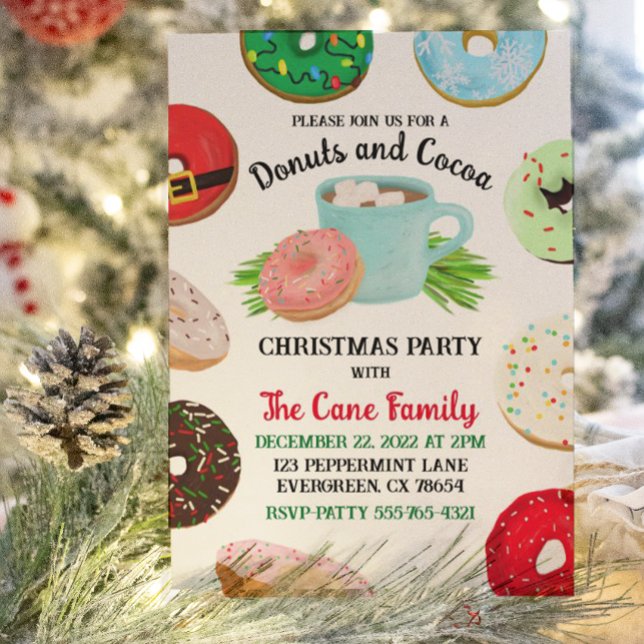 Doughnuts and Cocoa Holiday Party Invitation (Creator Uploaded)