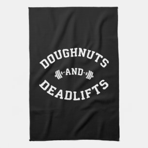Doughnuts and Deadlifts - Funny Gym Workout Kitchen Towel