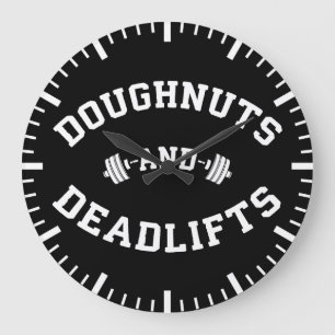 Doughnuts and Deadlifts - Funny Gym Workout Large Clock