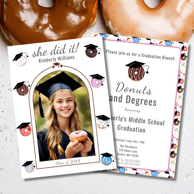 Doughnuts and Degrees Graduation Announcement Card (Creator Uploaded)
