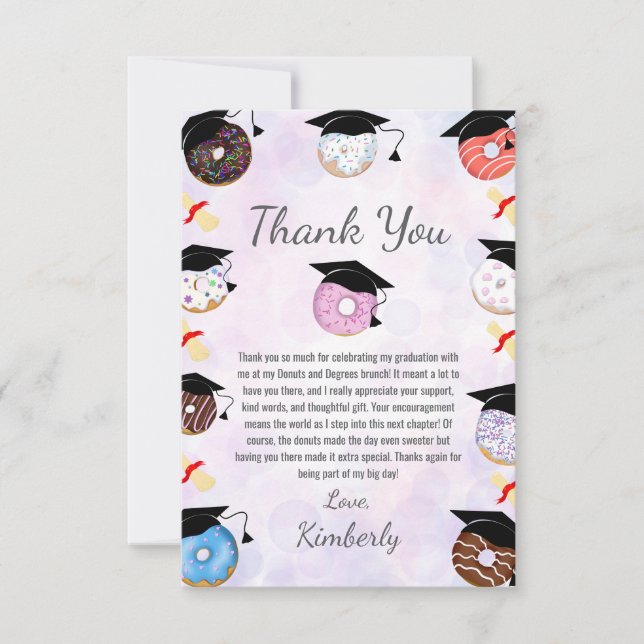 Doughnuts and Degrees Graduation Brunch Thank You Card (Front)