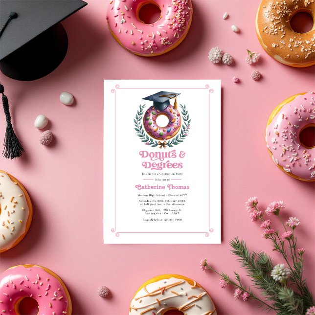 Doughnuts and Degrees Graduation Party Photo Invitation (Donuts and Degrees Graduation Party Photo Invitation)
