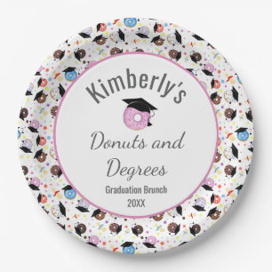 Doughnuts and Degrees Graduation Pattern Personali Paper Plate