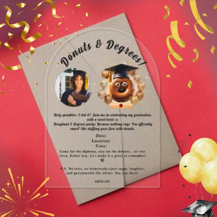 Doughnuts and Degrees Photo Graduation Party Acrylic Invitations