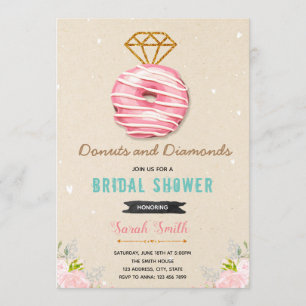 Doughnuts and diamonds bridal shower invitation
