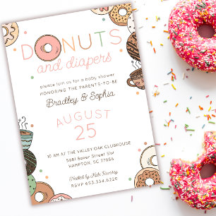 Doughnuts and Diapers Baby Girl Couples Shower Invitation