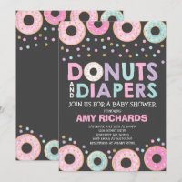 Doughnuts And Diapers Baby Shower Invitation