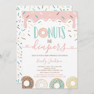 Doughnuts And Diapers Baby Sprinkle Invitation
