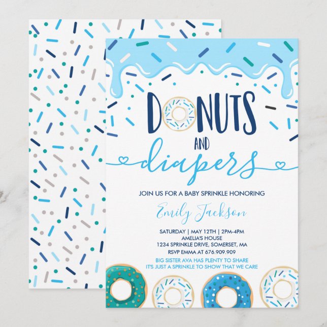 Doughnuts And Diapers Baby Sprinkle Invitation (Front/Back)