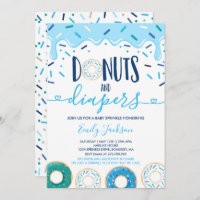 Doughnuts And Diapers Baby Sprinkle Invitation